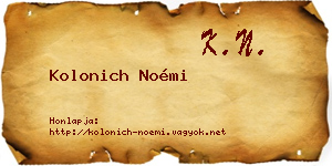 Kolonich Noémi névjegykártya